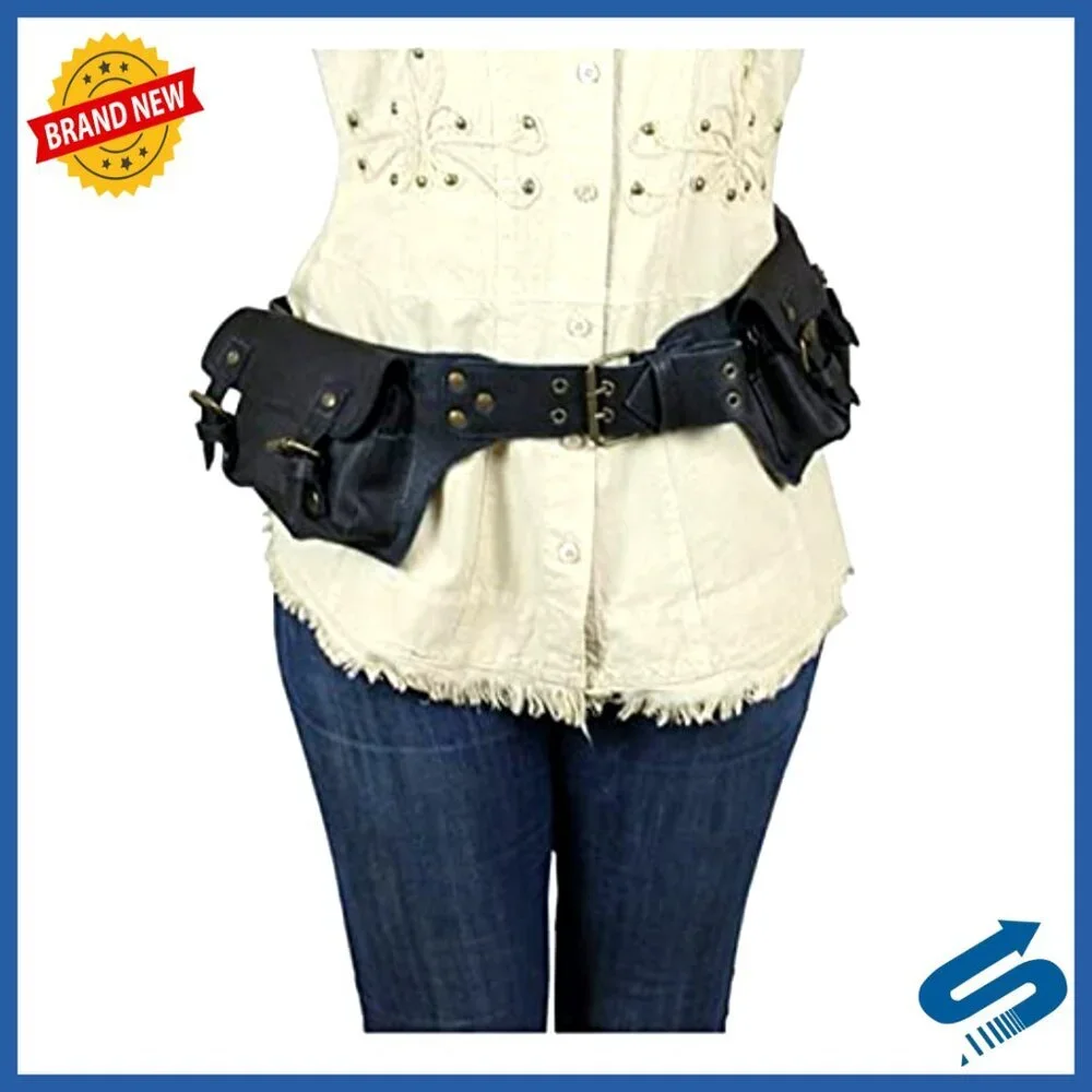 Genuine Leather Messenger Waist Belt Pouch Adjustable Travel Utility